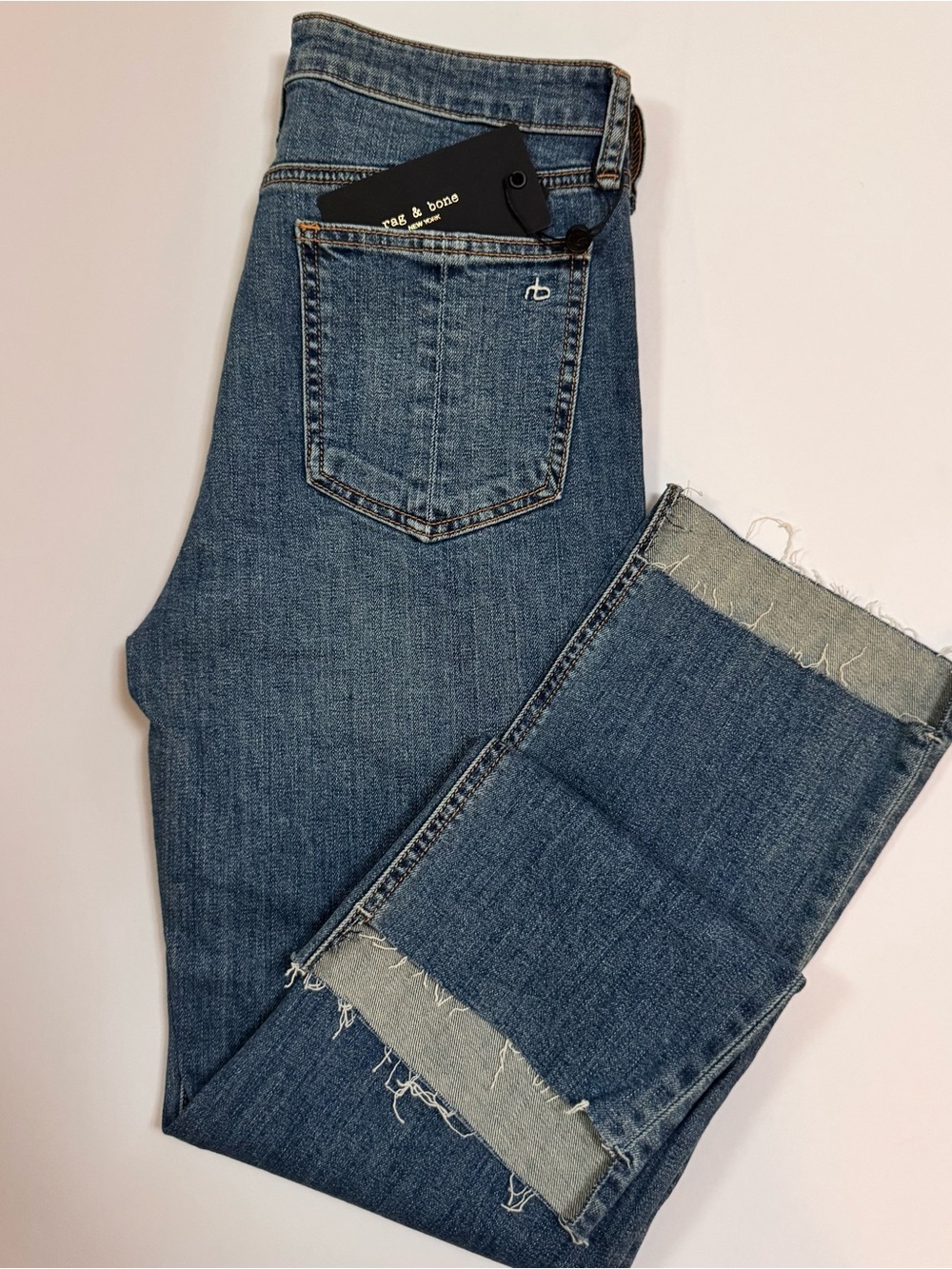 Rag & Bone Bellview Stovepipe Jeans in Mid Blue Size 27